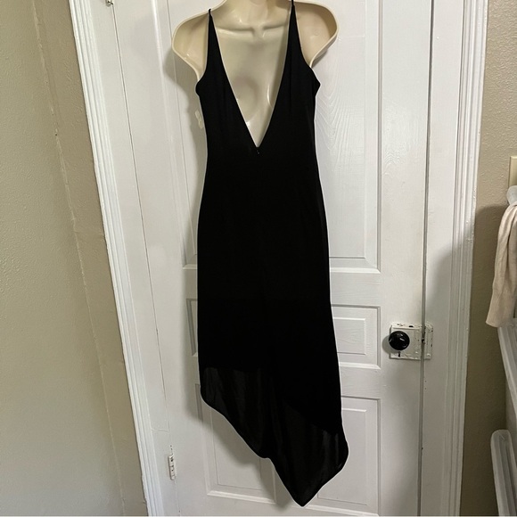 David Meister Vintage Asymmetrical Black Dress Halter Keyhole Tie 10 E - Picture 3 of 8
